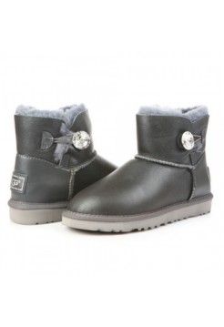 UGG Bailey Button Mini Bling Leather Gray